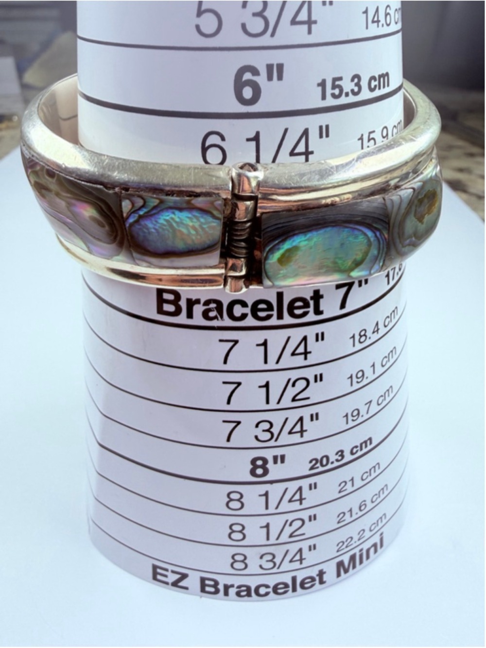 Taxco Massive Modernist Abalone Ornate Sterling Silver Clamper Cuff VTG Bracelet - Picture 12 of 13